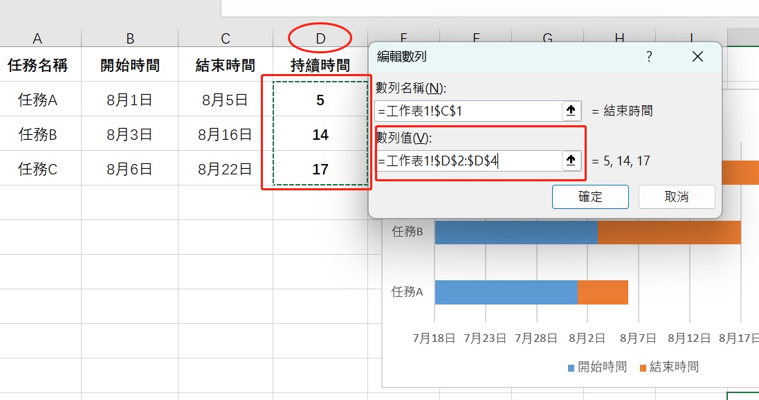 在Excel中創建甘特圖 