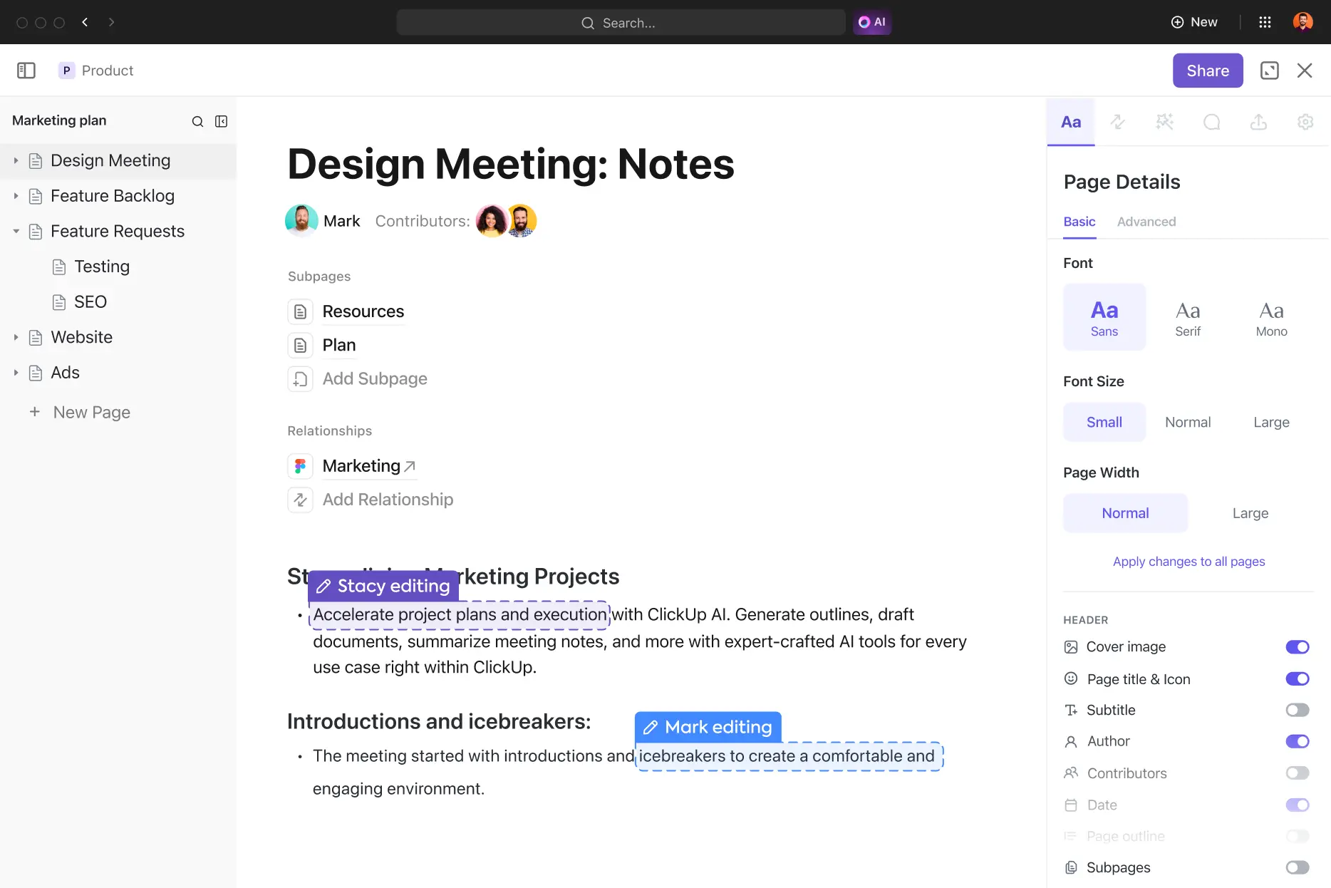 ClickUp Docs 文件協作
