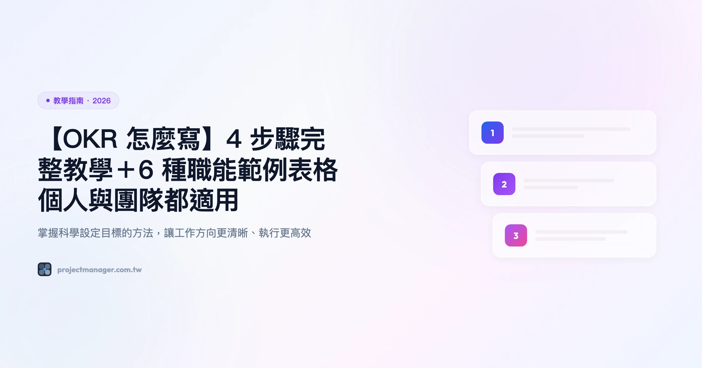 【OKR 怎麼寫】4 步驟完整教學＋6 種職能範例表格｜個人與團隊都適用